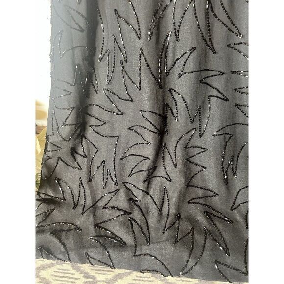 Vintage 80s 90s JMD Black Beaded Formal Dress Knee Sz M Gothic Wedding Prom.   K - Picture 3 of 6